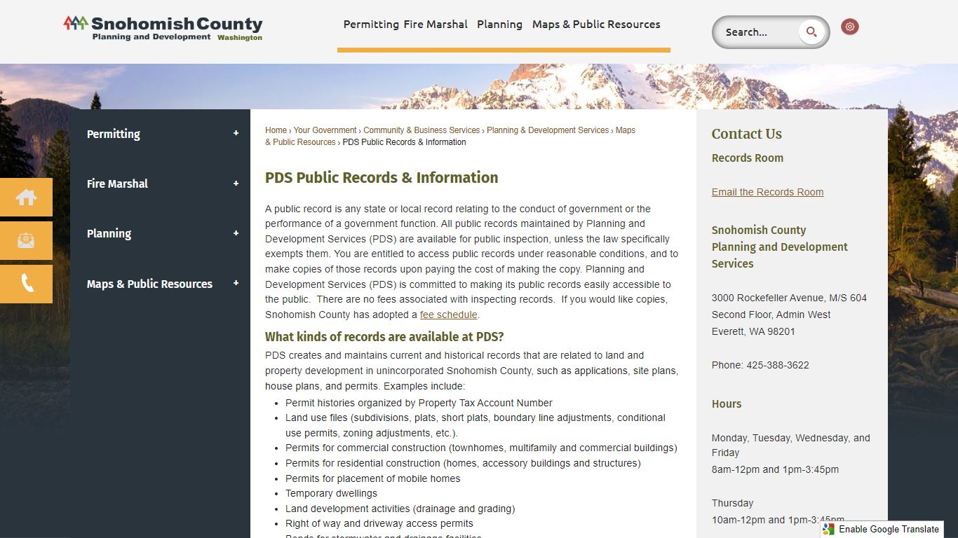 PDS Public Records & Information - Snohomish County, WA